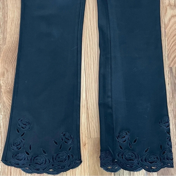 Paige Claudine Coated Black Denim High Rise Flare Jeans Size 25 - Picture 4 of 7